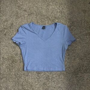 Women's Blue V-Neck Top